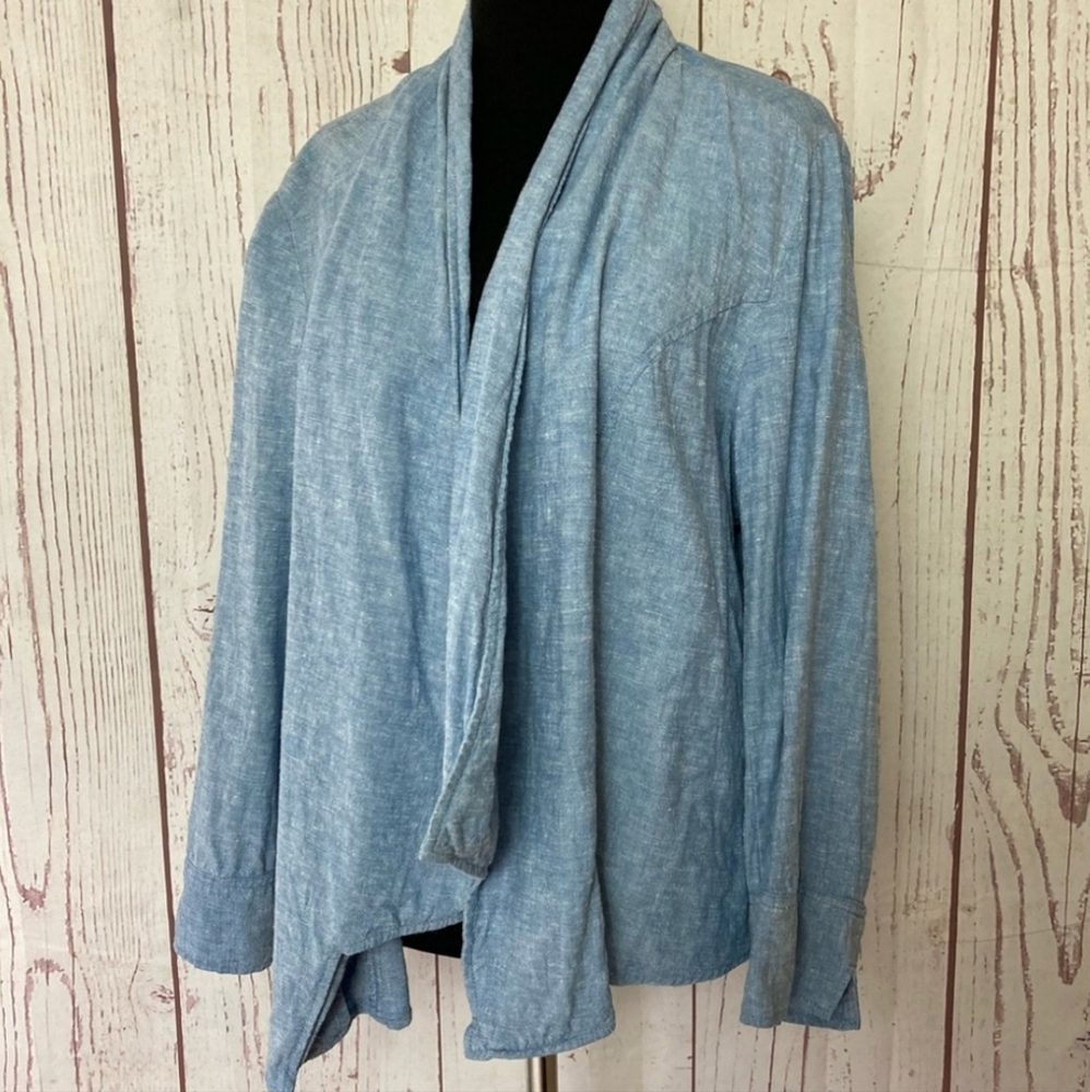 Lane Bryant Linen Blend Stretch Open Front Cardigan Blazer Size 26